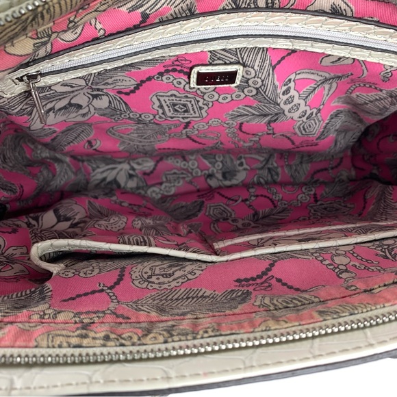Guess Handbag Purse Tote Croc Embossed Patent Leather Pink Gray - READ - Picture 16 of 16